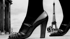 Woman Eiffel Tower Paris monochrome legs high heels fashion 