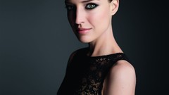 Woman elegance green eyes brunettes black dress