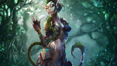 Woman elves braids forests artwork fantasy art long ears