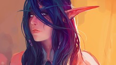 Woman elves faces world of warcraft artwork fantasy art