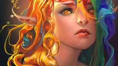 Woman elves multicolor artwork sakimichan elfen girl