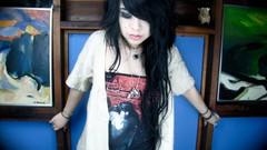 Woman emo brunettes piercings