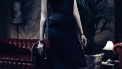 Woman emo Kristen Stewart black dress emo girls