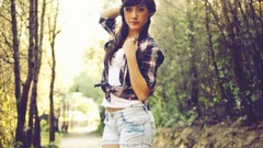 Woman emo young Wood outdoors brunettes models