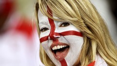 Woman England faces fans blondes football fans