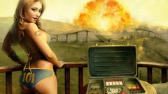 Woman explosions drawings fallout fallout 3 blondes long hair 