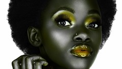 Woman eye faces golden piercings models black hair african afro