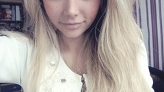 Woman eyelashes costume blondes cammy lip gloss