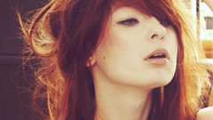 Woman eyelashes faces models redheads lip gloss