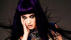 Woman eyelashes juice dress katy perry bangs purple hair lip 