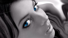 Woman eyes monochrome selective