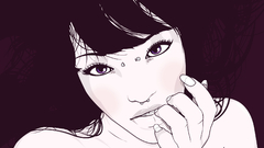 Woman eyes piercings nails