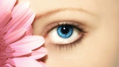 Woman eyes pink blue