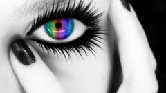Woman eyes rainbows selective