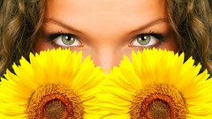 Woman eyes yellow green