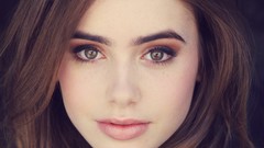 Woman faces Actress Lily Collins portraits