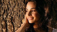 Woman faces Actress smiling long hair brunettes Mía Maestro