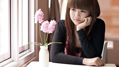 Woman faces asians brunettes bangs