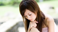 Woman faces asians brunettes Mikako Zhang Kaijie