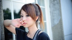 Woman faces asians brunettes models Mikako Zhang Kaijie