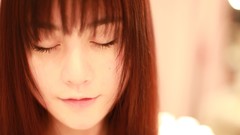 Woman faces asians closed eyes