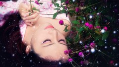 Woman faces asians closed eyes