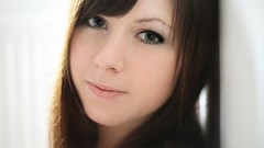 Woman faces asians green eyes brunettes bangs models