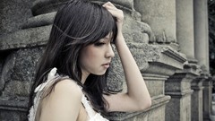 Woman faces asians models black hair