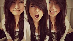 Woman faces asians smiling