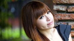 Woman faces asians smiling bangs models