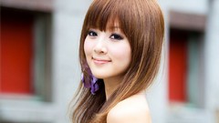 Woman faces asians smiling bangs models