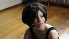 Woman faces black hair