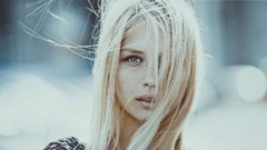 Woman faces blondes blue eyes freckles