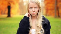 Woman faces blondes blue eyes girls in nature