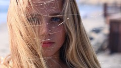 Woman faces blondes blue eyes upscaled