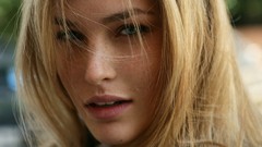 Woman faces blondes freckles open mouth bar refaeli