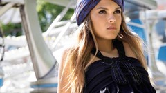 Woman faces blondes lingerie models