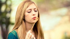 Woman faces blondes models