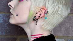 Woman faces blondes piercings