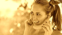 Woman faces blondes smiling banana phone Riley Reid