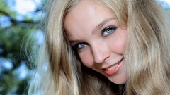 Woman faces blondes smiling long hair blue eyes models Sienna 