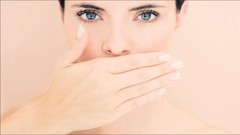 Woman faces blue eyes