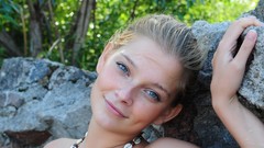 Woman faces blue eyes brunettes models Indiana A