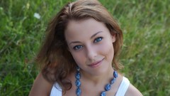 Woman faces blue eyes brunettes models necklaces girls in 