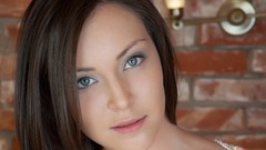 Woman faces blue eyes brunettes models Sophia E