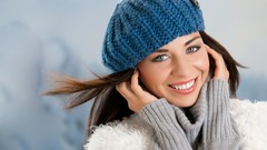 Woman faces blue eyes brunettes sweaters