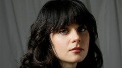 Woman faces blue eyes brunettes zooey deschanel black hair