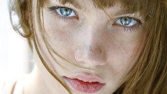 Woman faces blue eyes models Mike Dowson