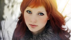 Woman faces blue eyes redheads