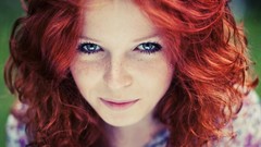 Woman faces blue eyes redheads
